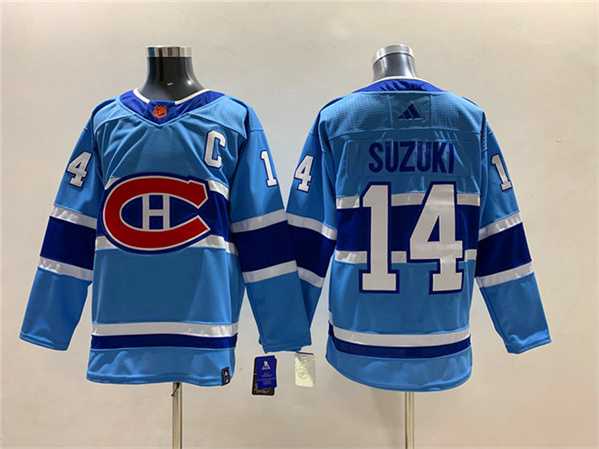 Men%27s Montreal Canadiens #14 Nick Suzuki 2022-23 Reverse Retro Stitched Jersey->montreal canadiens->NHL Jersey